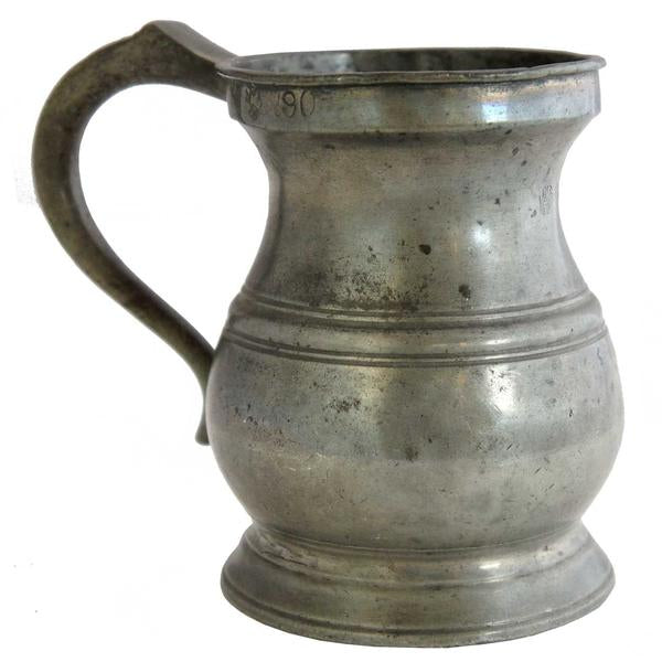 James Yates Ein Pint 19. Jahrhundert Muster Zinn-Balusterkrug - Dies ist eine exakte Nachbildung des Originals des Herstellers