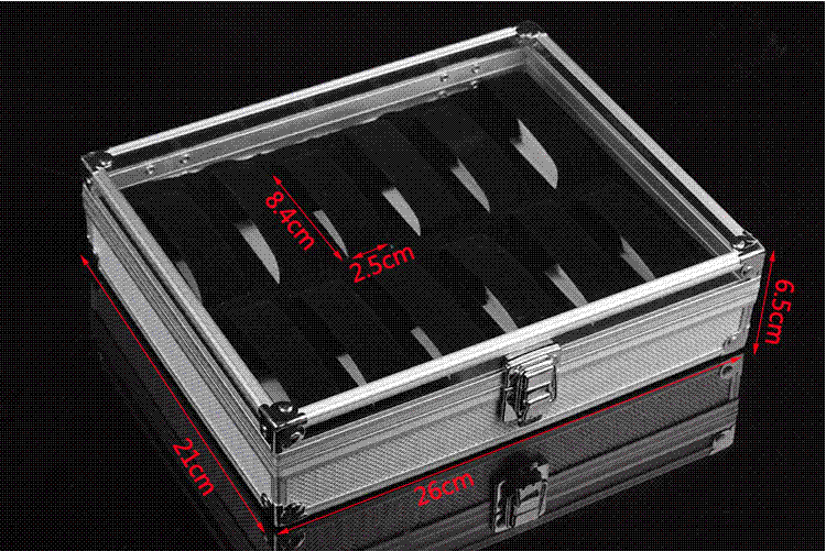 Aluminium-Display-Box für 12 Uhren mit klarem Deckel