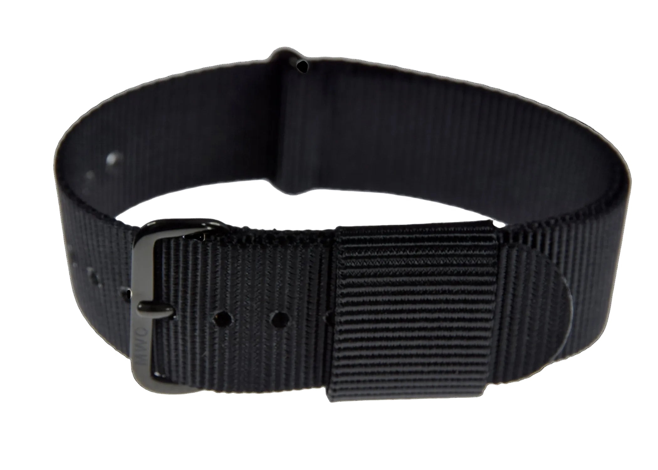 18mm US-Muster Hybrid Schwarz Militär-Uhrenarmband mit schwarzen PVD-Verschlüssen