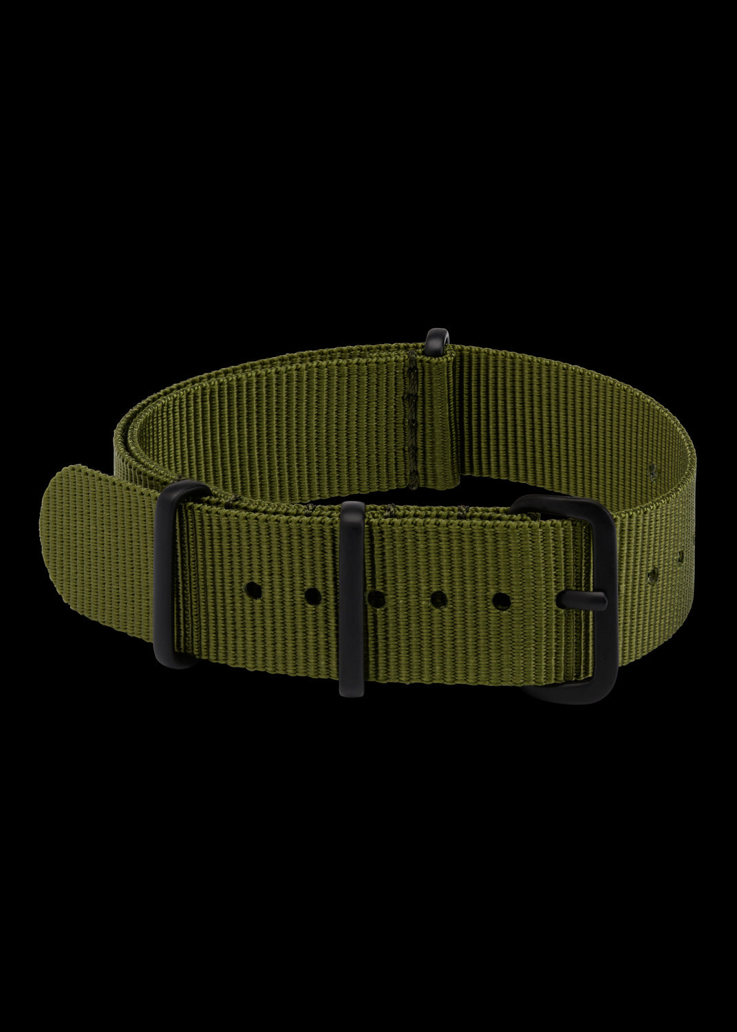 18mm Olivgrünes NATO-Militär-Uhrenarmband mit verdeckten nicht reflektierenden schwarzen PVD-Befestigungen