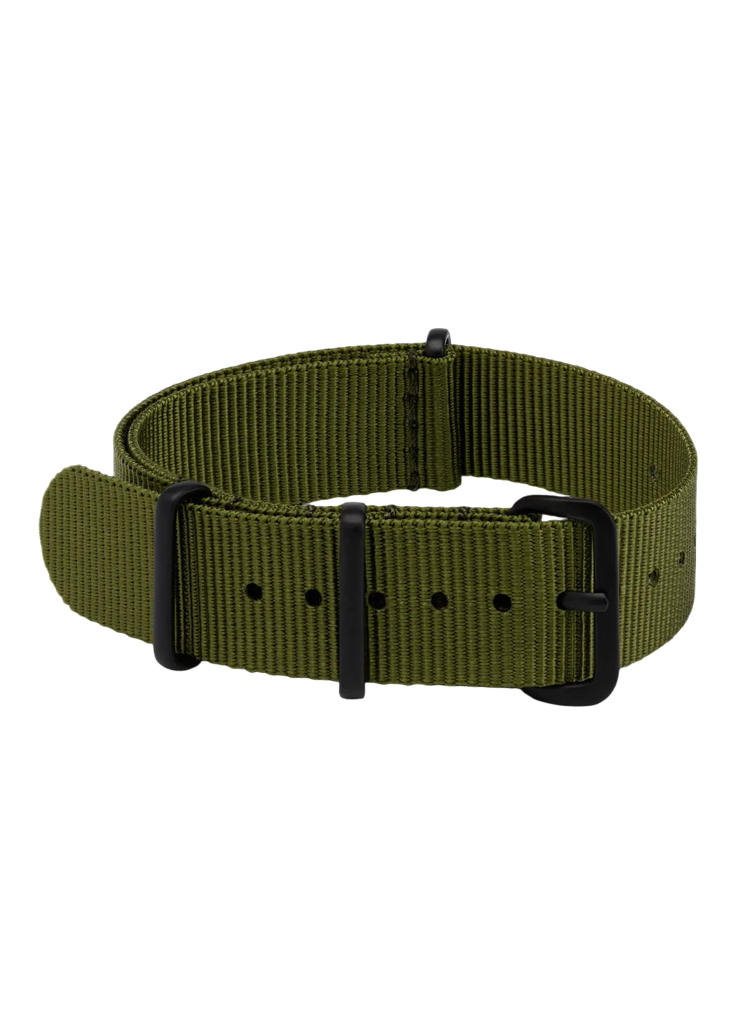 18mm Olivgrünes NATO-Militär-Uhrenarmband mit verdeckten nicht reflektierenden schwarzen PVD-Befestigungen