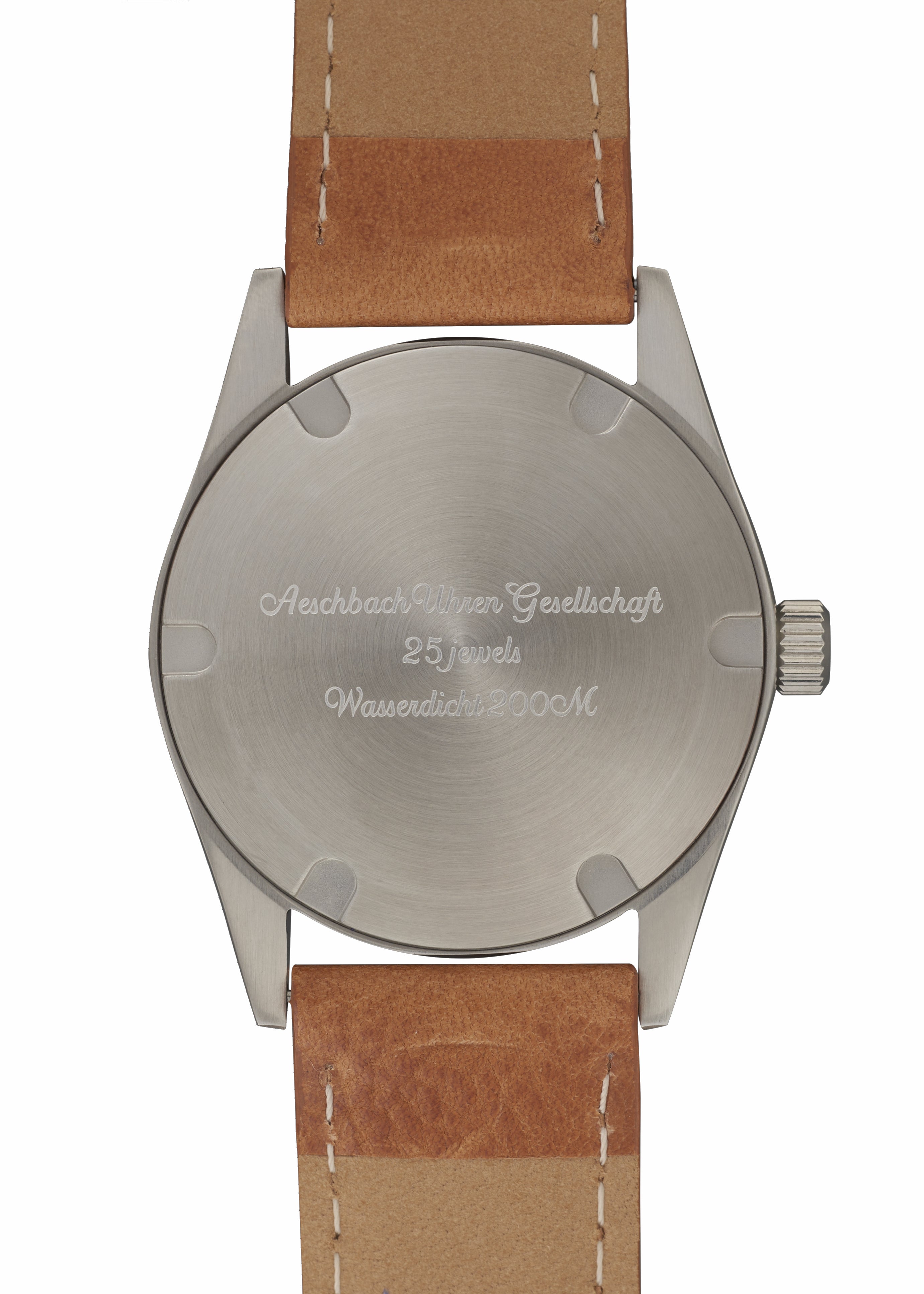 Aeschbach 1950er Muster 25-Jewel Automatik, 200m wasserdichte Uhr mit retro lumineszierender Farbe, Saphirglas und Kalblederarmband