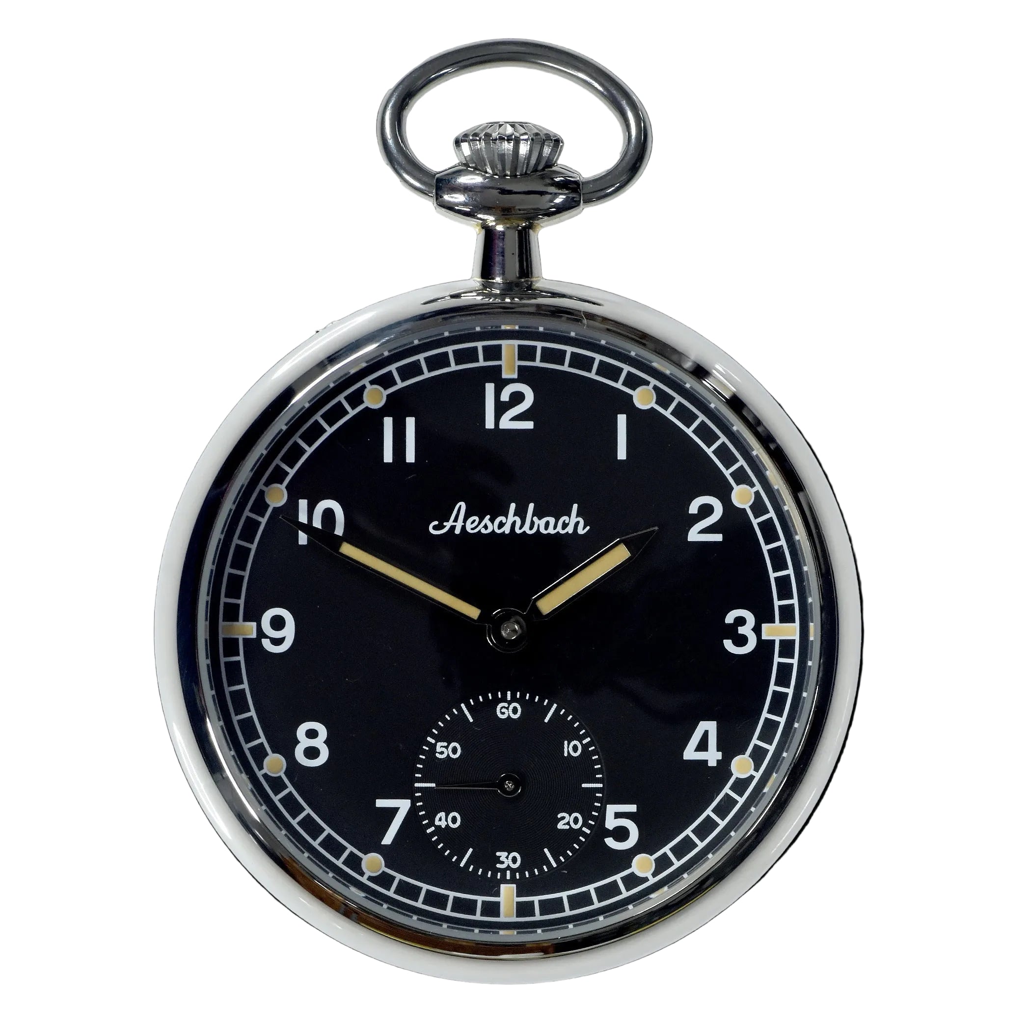 Reloj de bolsillo militar alemán Luftwaffe patrón WW2 Aeschbach con cuerda manual y 17 joyas