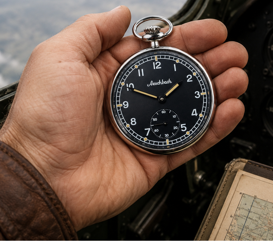 Aeschbach WW2 Muster Deutsche Luftwaffe (Luftwaffe) 17-Jewel Handaufzug Militär-Taschenuhr