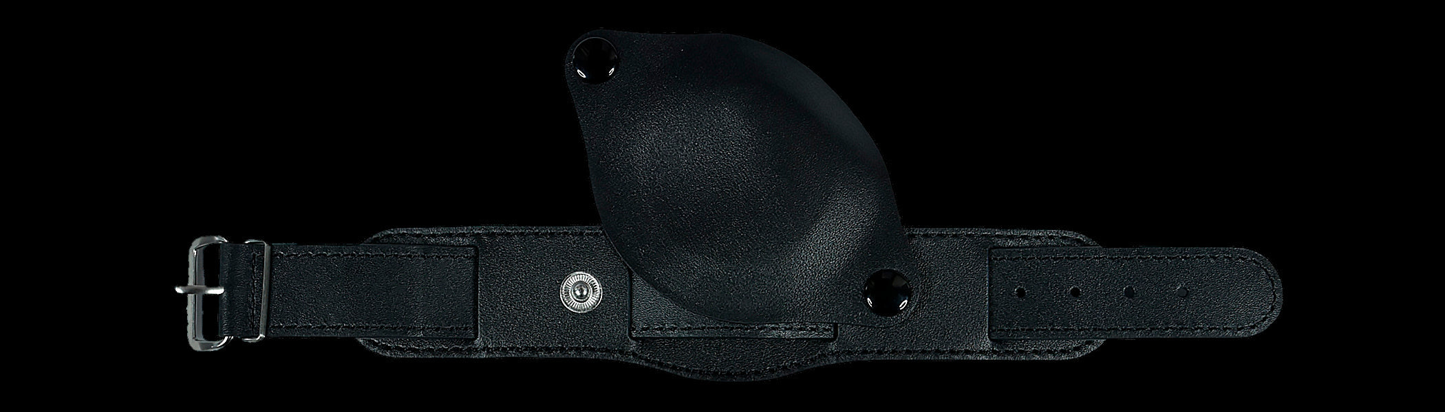 18mm Schwarzes 1950er Muster Leder Militär-Uhrenarmband mit schützendem Gesichtsschutz