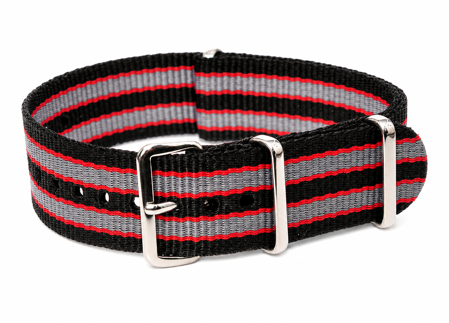 18mm Schwarzes, rotes und graues NATO Militär-Uhrenarmband
