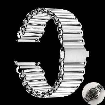 18mm Retro 1940/50er "Bonklip" Stil Edelstahlarmband - Ideal für antike oder Retro-Stil Uhren