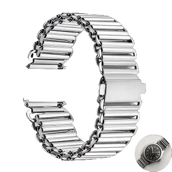 18mm Retro 1940/50er "Bonklip" Stil Edelstahlarmband - Ideal für antike oder Retro-Stil Uhren