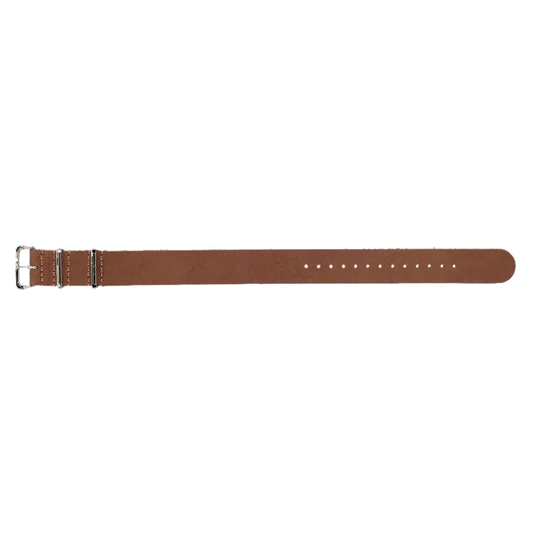 Correa de reloj militar NATO de cuero marrón de 22 mm