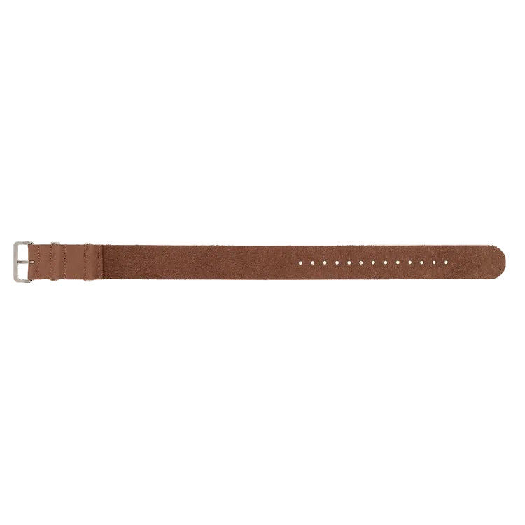 Correa de reloj militar NATO de cuero marrón de 22 mm