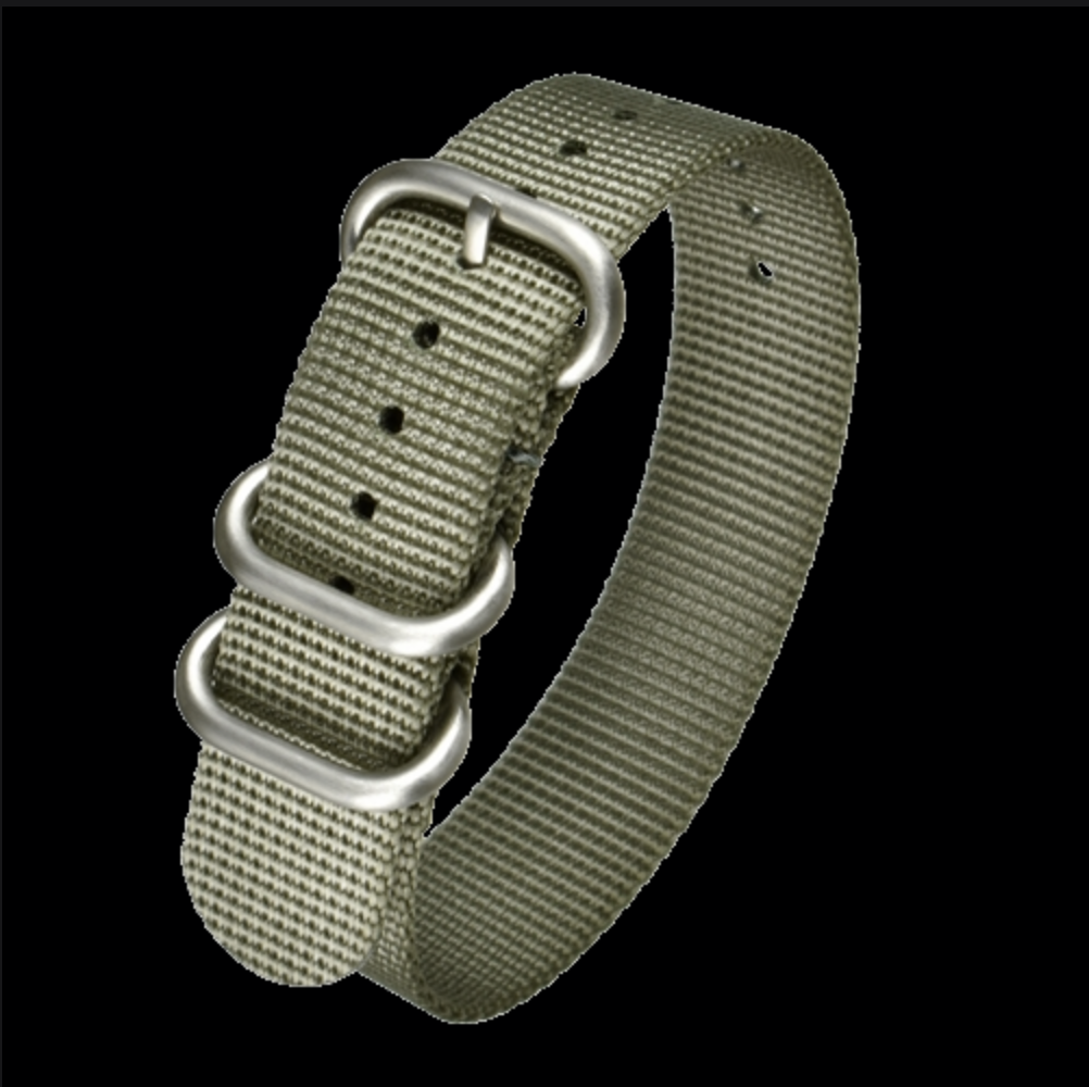 18mm Graues ballistic Nylon Zulu-Muster Militär-Uhrenarmband