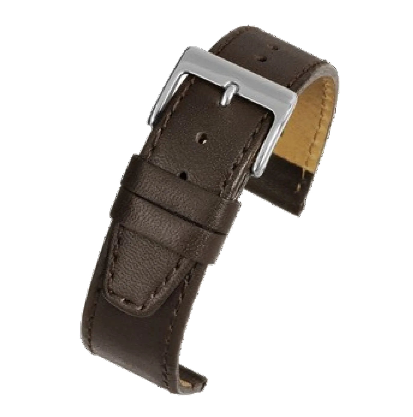 18mm Hochwertiges braunes Kalbleder-Uhrenarmband mit weichem Nubukleder-Futter.