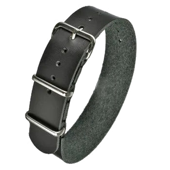 18mm Schwarzes Leder NATO Militär-Uhrenarmband