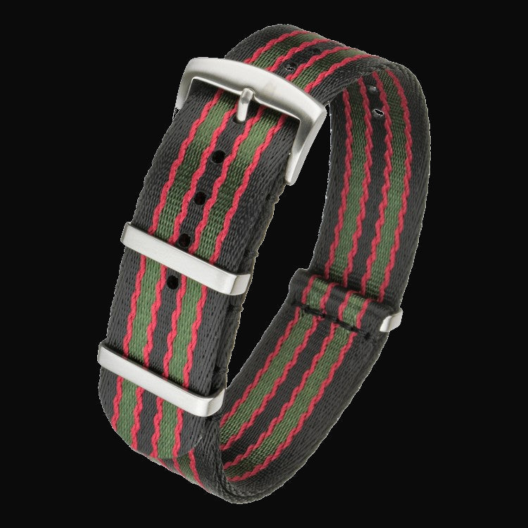 Bracelet militaire NATO supérieur noir, rouge et vert olive 20mm en nylon balistique ceinture de sécurité
