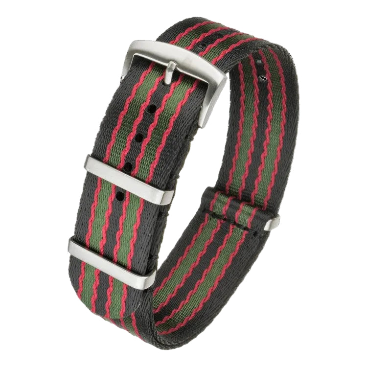Überlegene 22mm Schwarze, Rote und Olivgrüne NATO Militär Uhrenarmband aus Sicherheitsgurt Ballistik Nylon