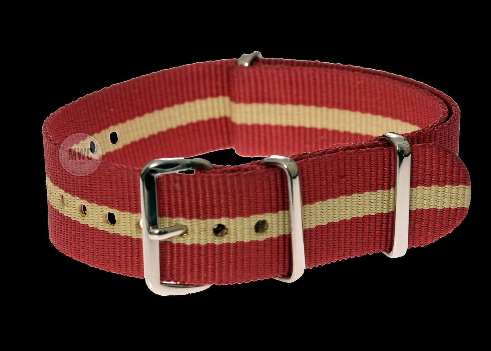 Correa de reloj militar NATO de 20mm en rojo y arena