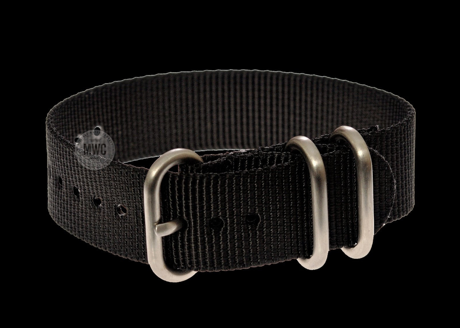 Correa de Reloj Militar Zulu Negra de Nylon Balístico de 18mm