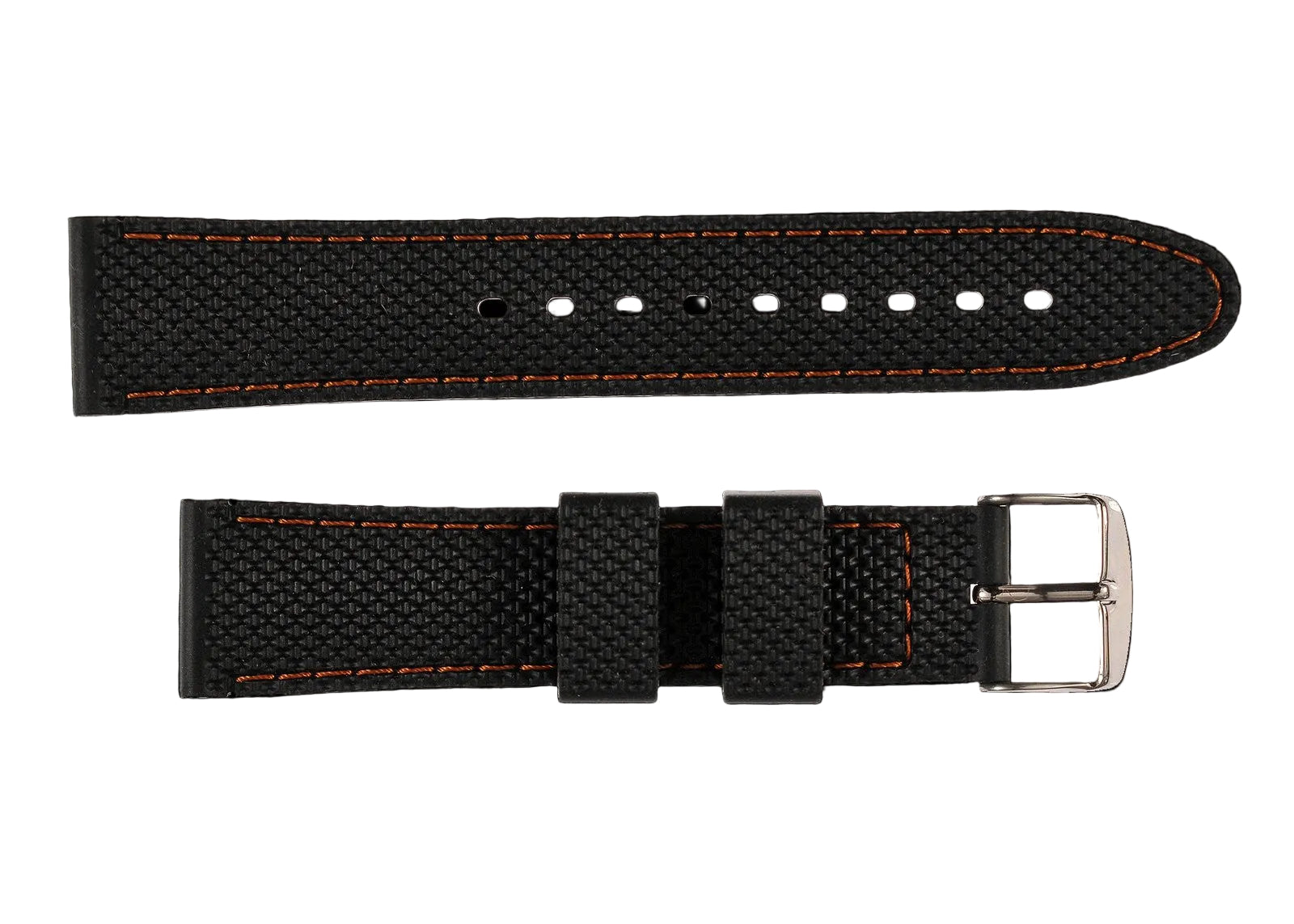 Correa de reloj MWC de silicona de 20 mm con costuras naranjas