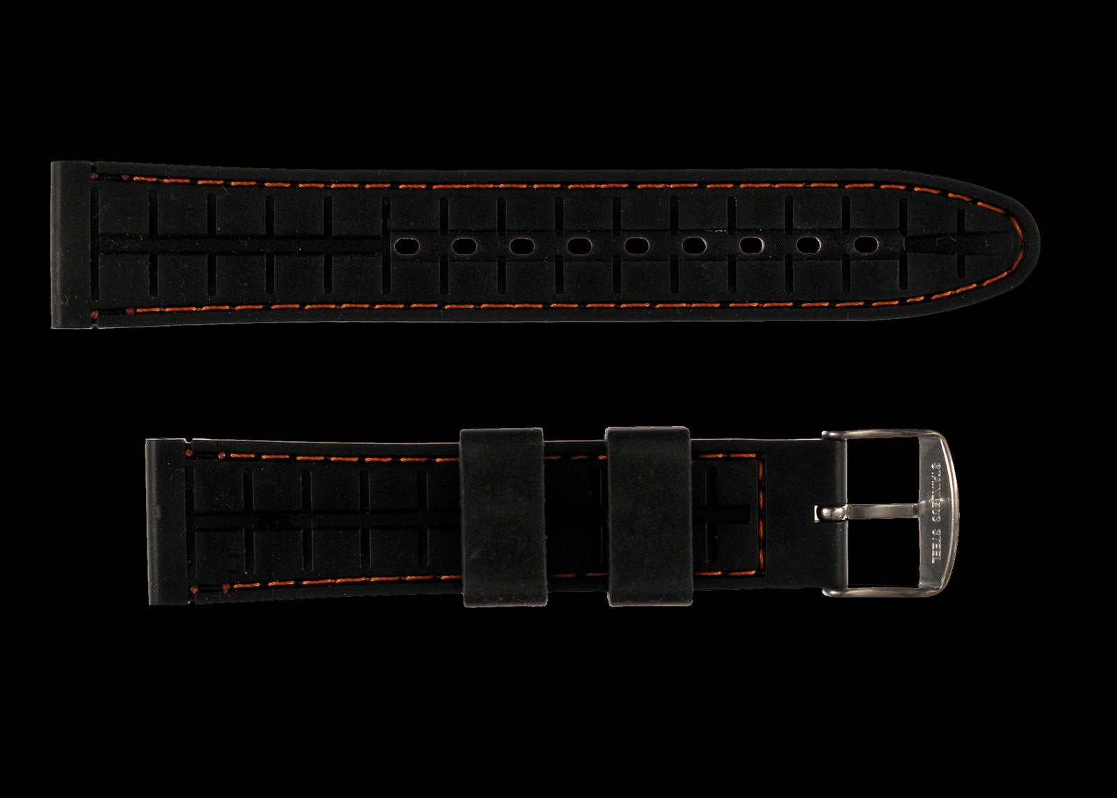 Bracelet de montre MWC en silicone 20mm avec surpiqûres orange