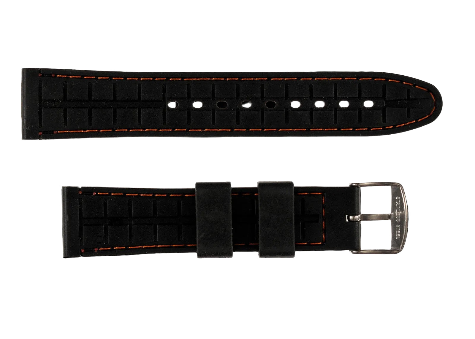 MWC 20mm Silikon-Uhrenarmband mit orangefarbenen Nähten