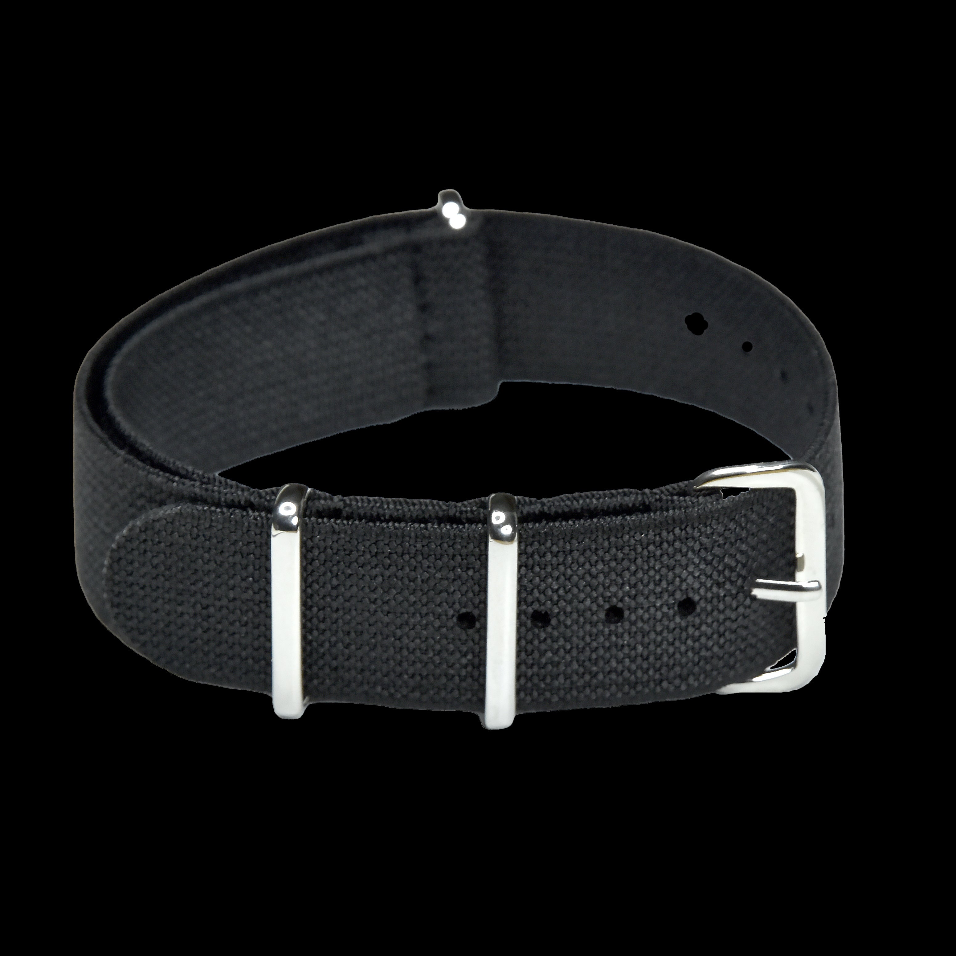 20mm Elastisches schwarzes NATO Militär-Uhrenarmband