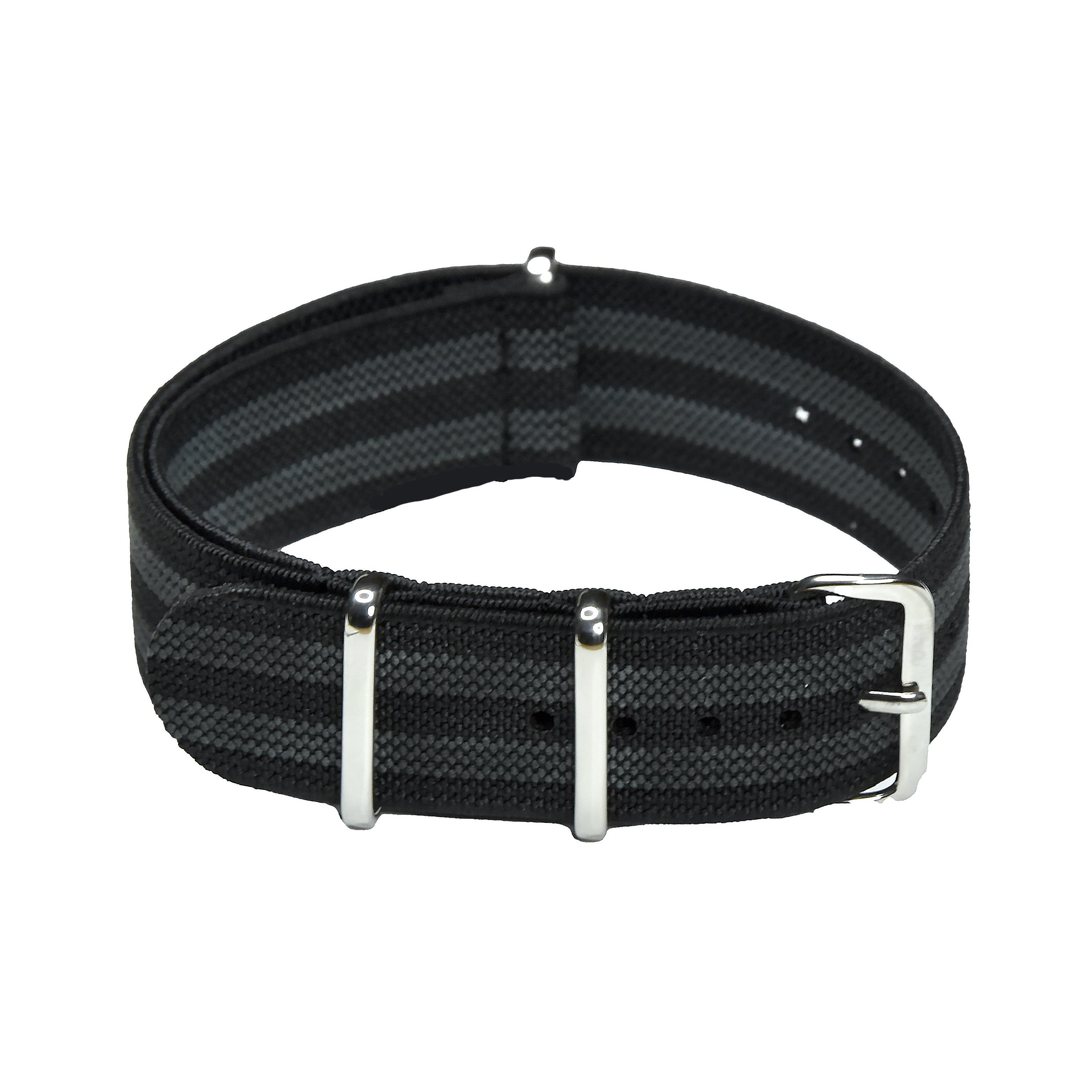 20mm Elastisches "Bond" schwarzes und graues NATO Militär-Uhrenarmband
