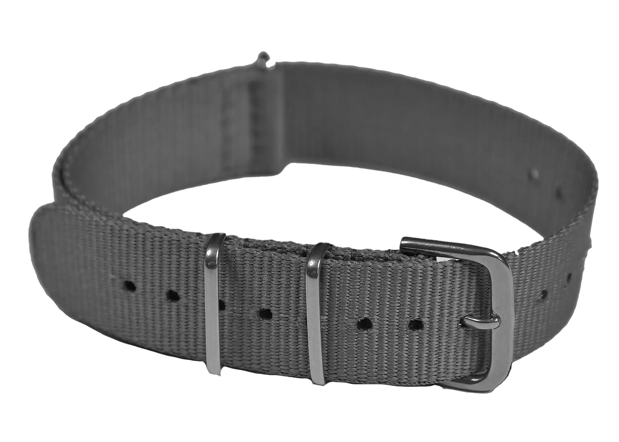 18mm dunkelgraues NATO-Militär-Uhrenarmband aus ballistischem Nylon mit Edelstahlbeschlägen