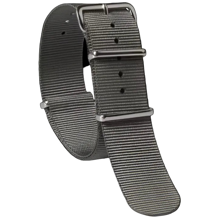 18mm admiralitätsgraues NATO Militär-Uhrenarmband aus ballistischem Nylon mit Edelstahlverschlüssen