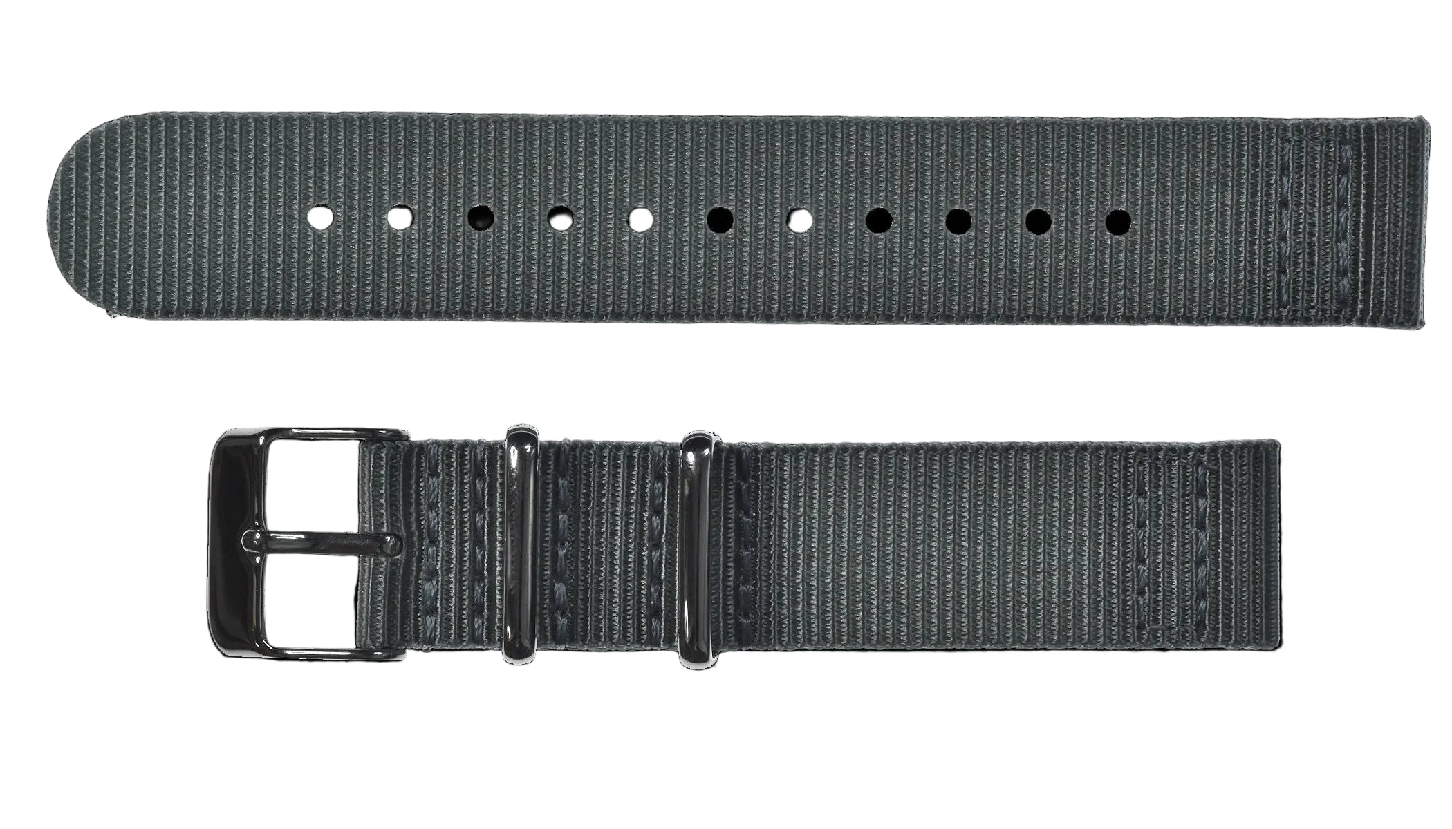 2-teiliges 18mm graues NATO Militär-Uhrenarmband aus ballistischem Nylon mit Edelstahl-Verschlüssen
