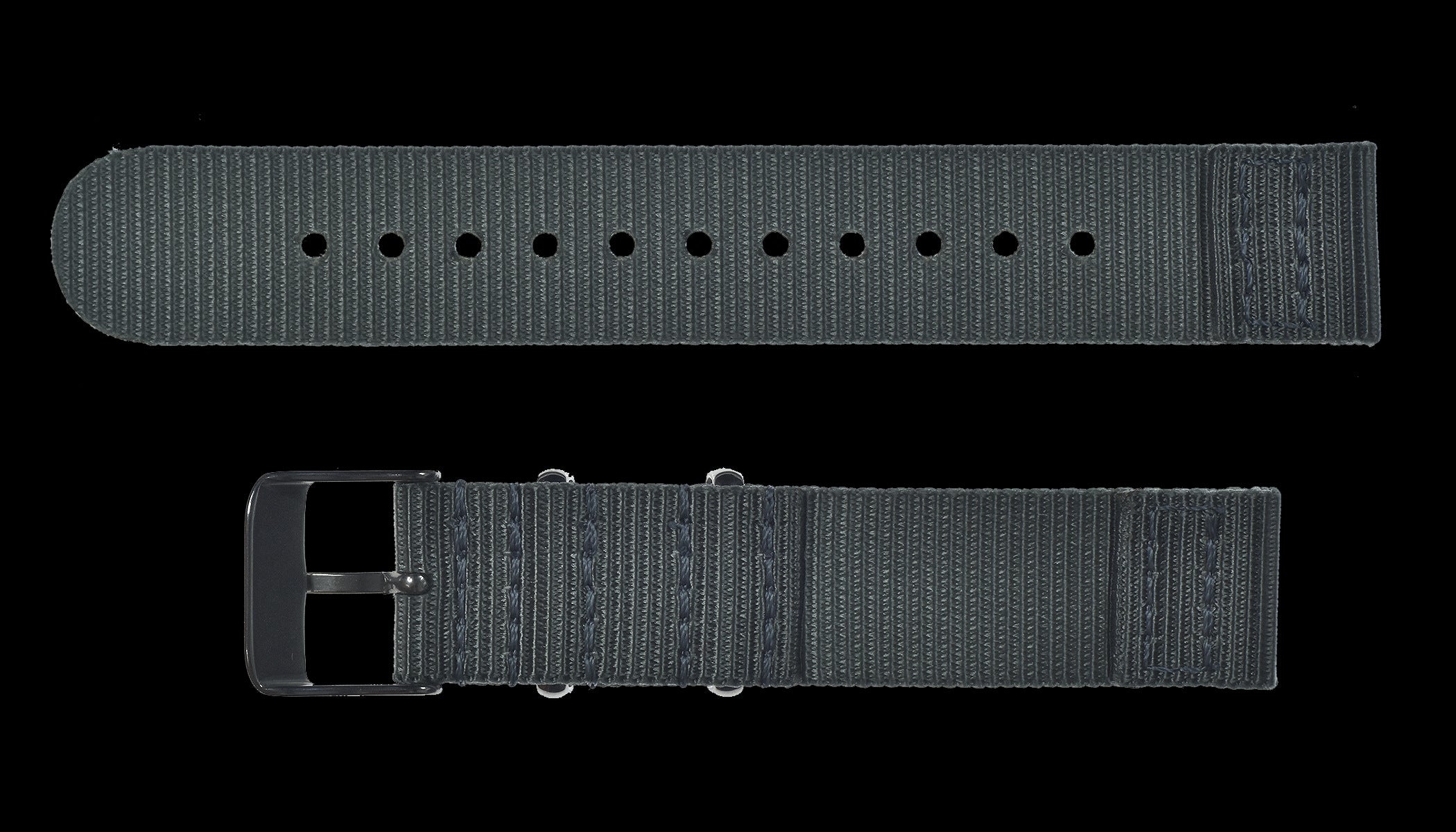 2-teiliges 18mm graues NATO Militär-Uhrenarmband aus ballistischem Nylon mit Edelstahl-Verschlüssen
