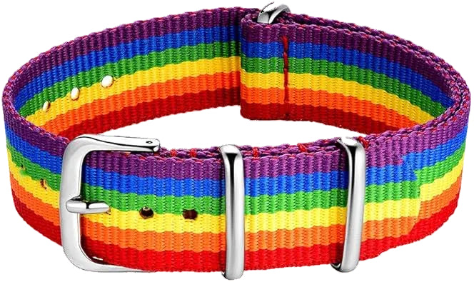 Correa de reloj militar NATO arcoíris LGBT de 20 mm en nylon balístico