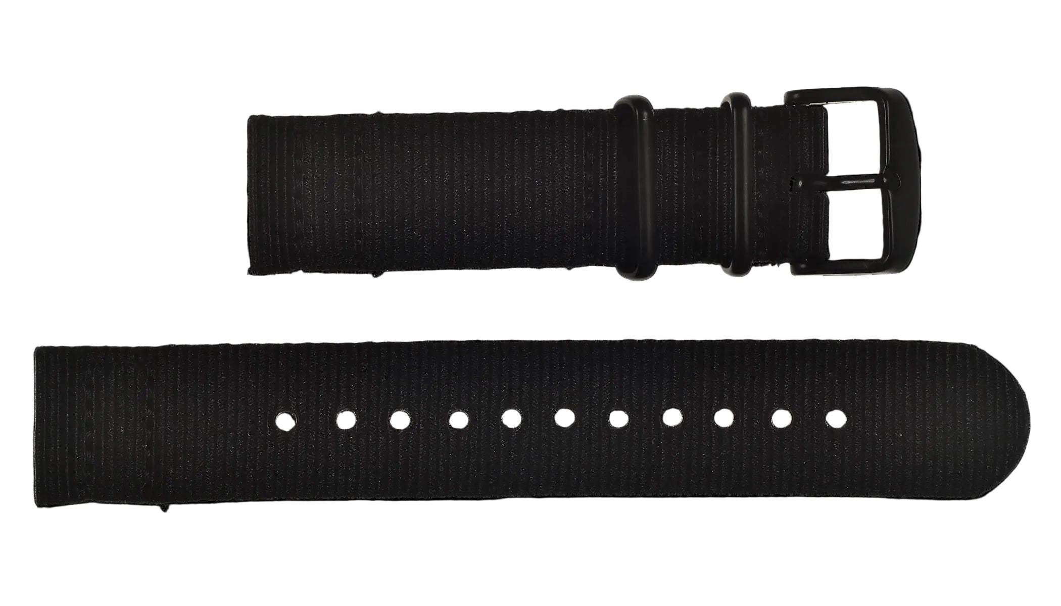 2-teiliges 22mm PVD Schwarzes NATO Militär-Uhrenarmband aus ballistischem Nylon