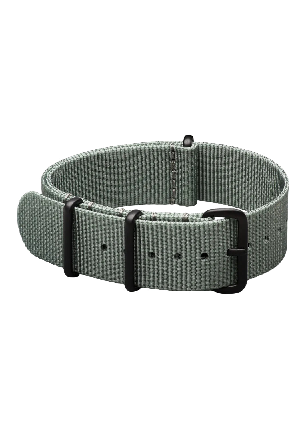 Correa de reloj NATO gris de 20 mm con hebillas ocultas de acero inoxidable negro PVD