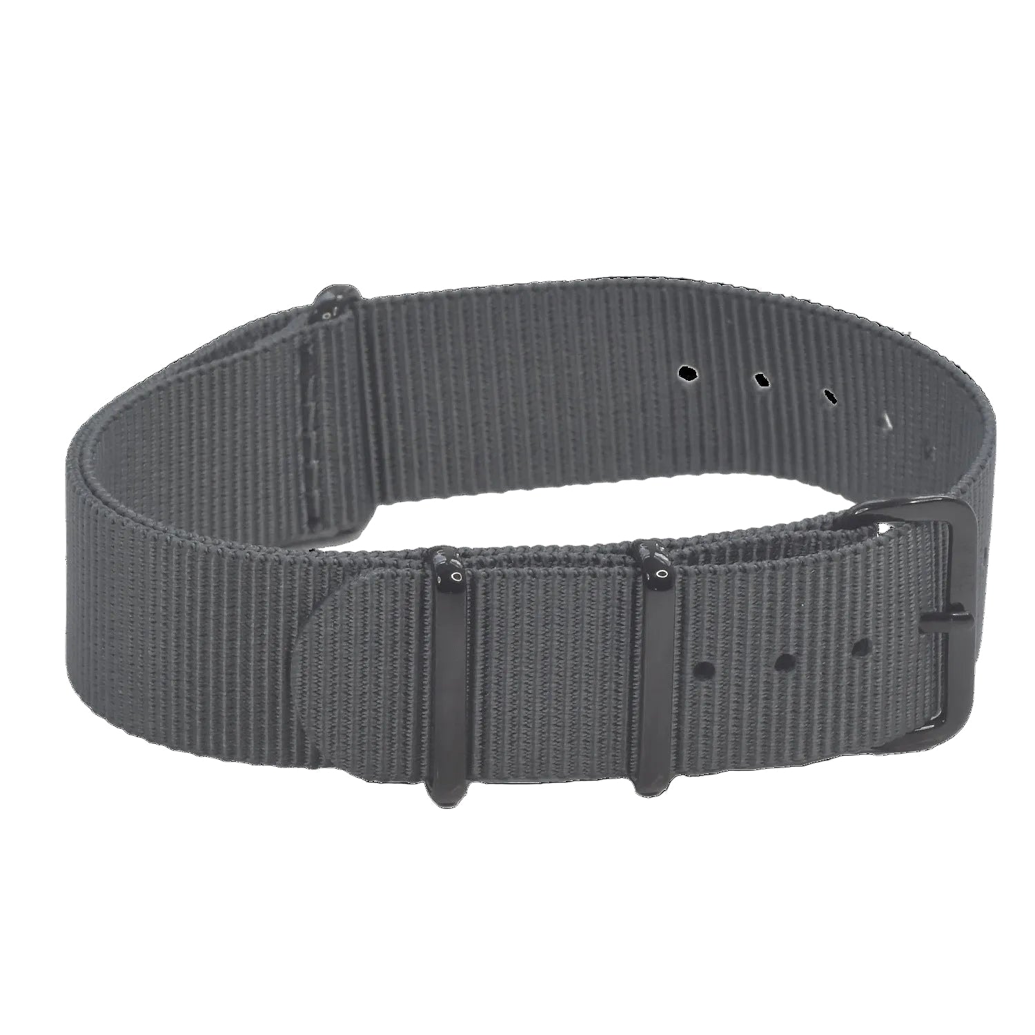 Correa de reloj NATO gris almirantazgo de 20 mm con hebillas negras PVD ocultas