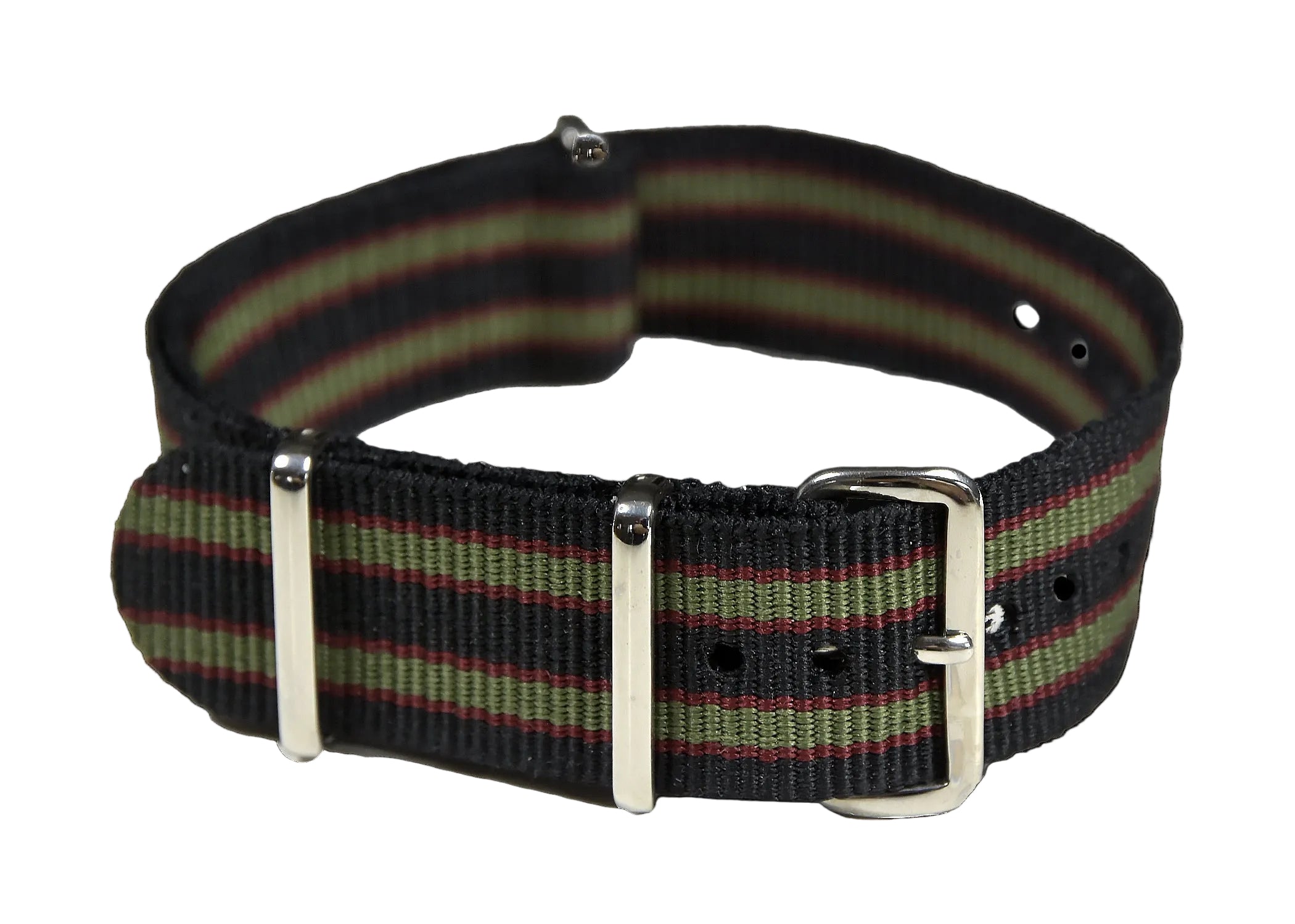 Das Original 1964 007-Armband! 20mm schwarzes, kastanienbraunes und olivgrünes NATO-Militär-Uhrenarmband aus ballistischem Nylon