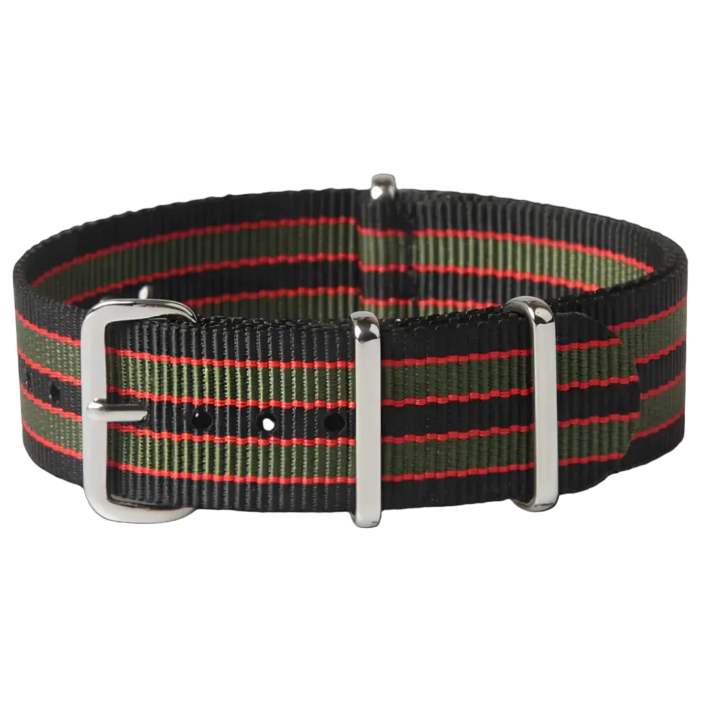 22mm Schwarzes, Rotes und Olivgrünes NATO Militär Uhrenarmband