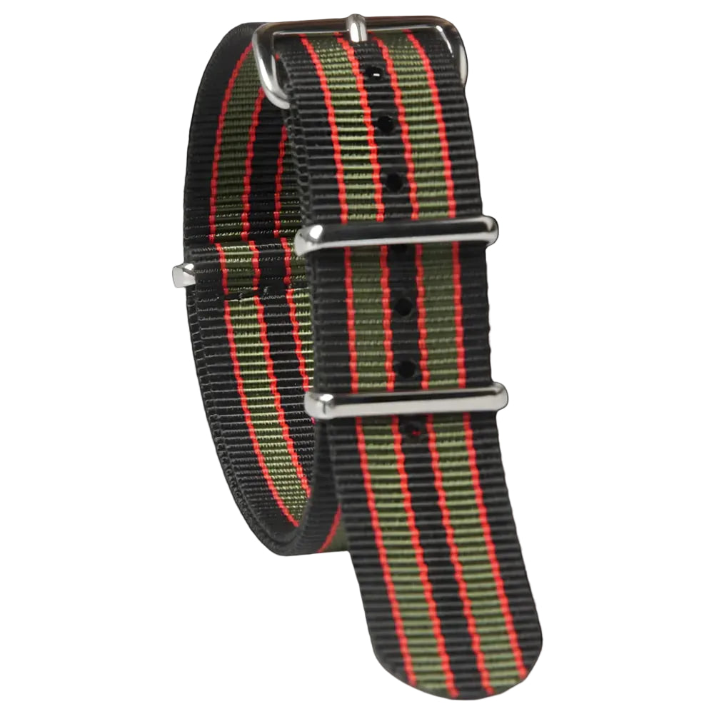 22mm Schwarzes, Rotes und Olivgrünes NATO Militär Uhrenarmband