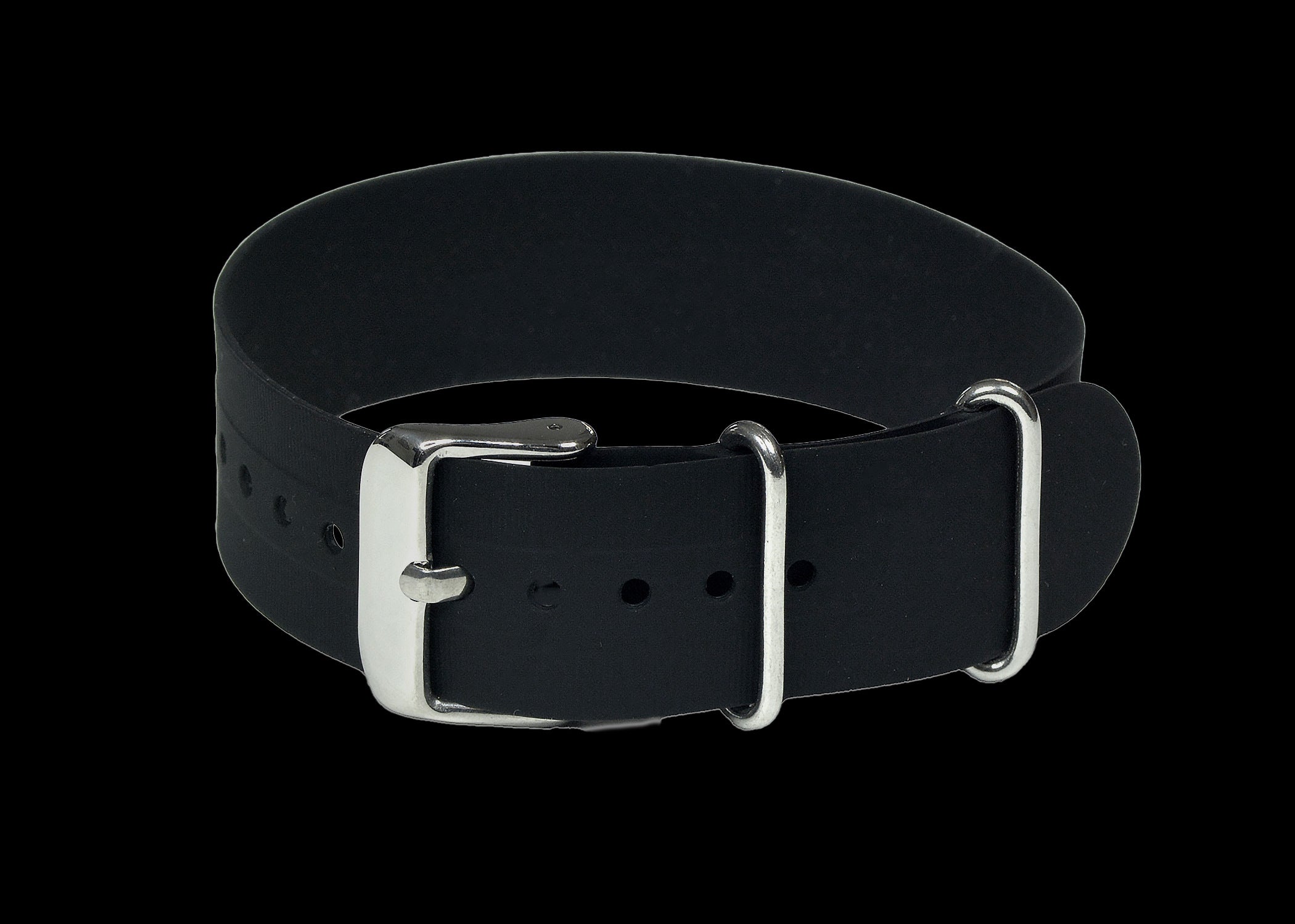 20mm schwarzes Silikon/Gummi NATO Militär-Uhrenarmband