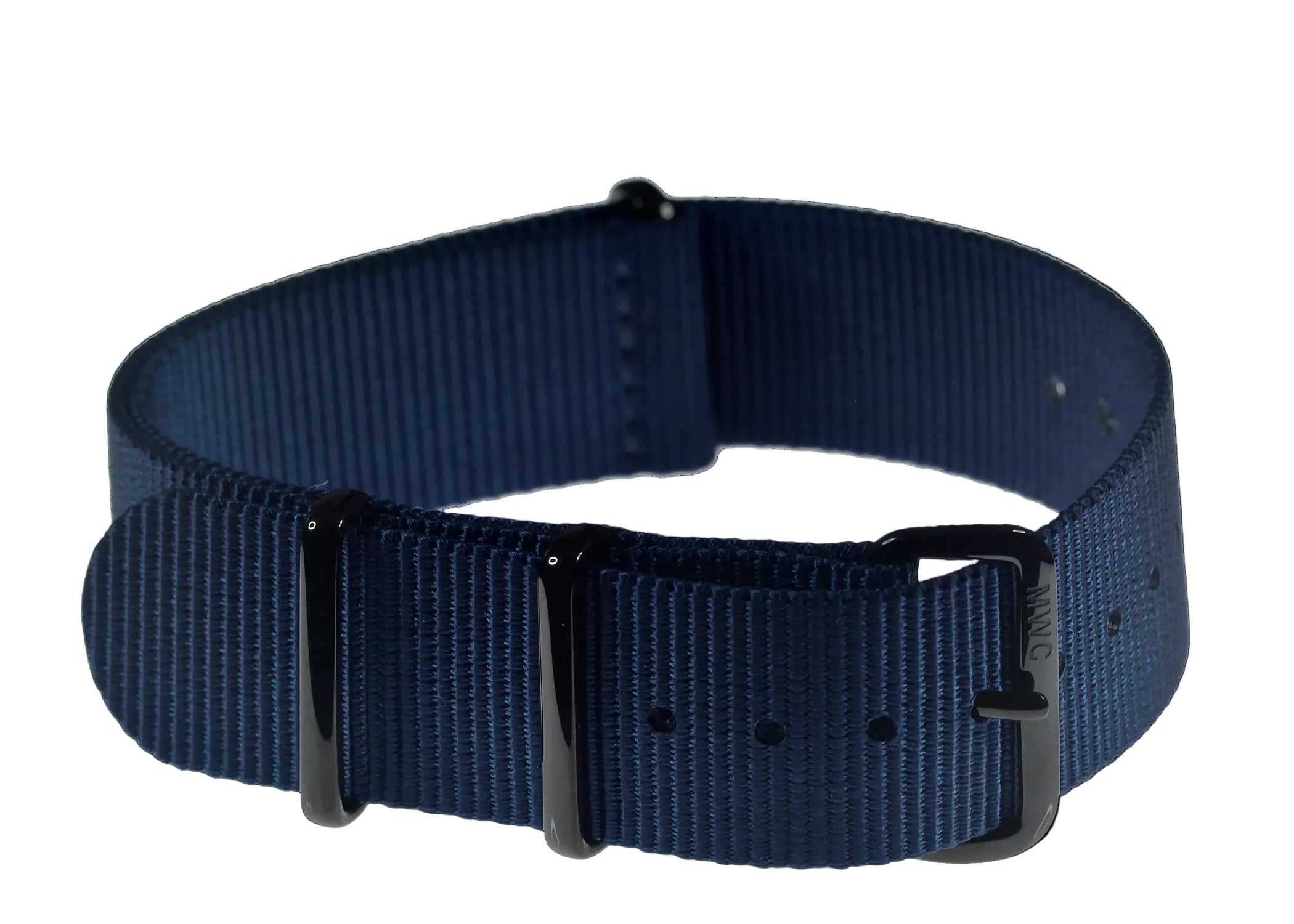 18mm marineblaues NATO-Uhrenarmband mit verdeckten PVD-schwarzen Schnallen