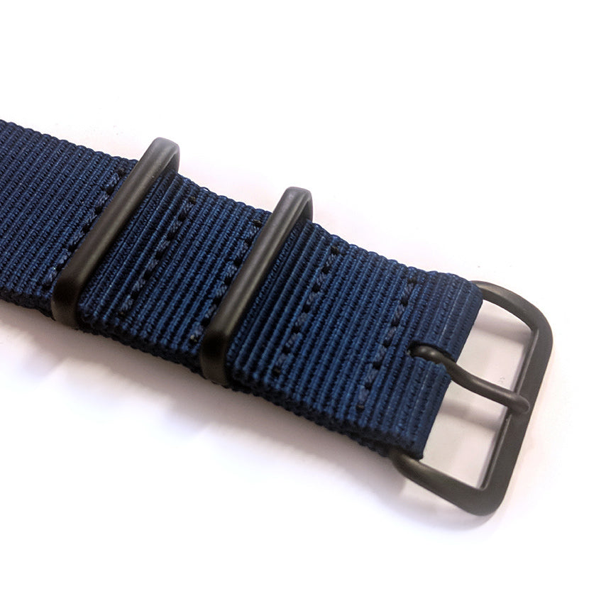 20mm Marineblaues NATO-Uhrenarmband mit covert PVD schwarzen Schnallen