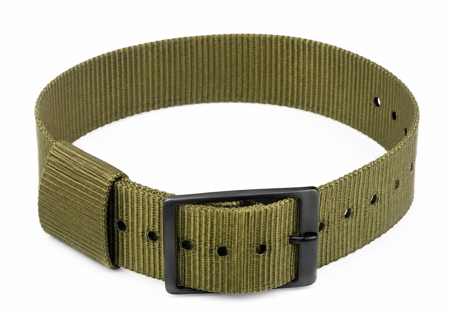 Leichtes 18mm olivgrünes US-Muster Militär-Uhrenarmband mit schwarzen Schnallen