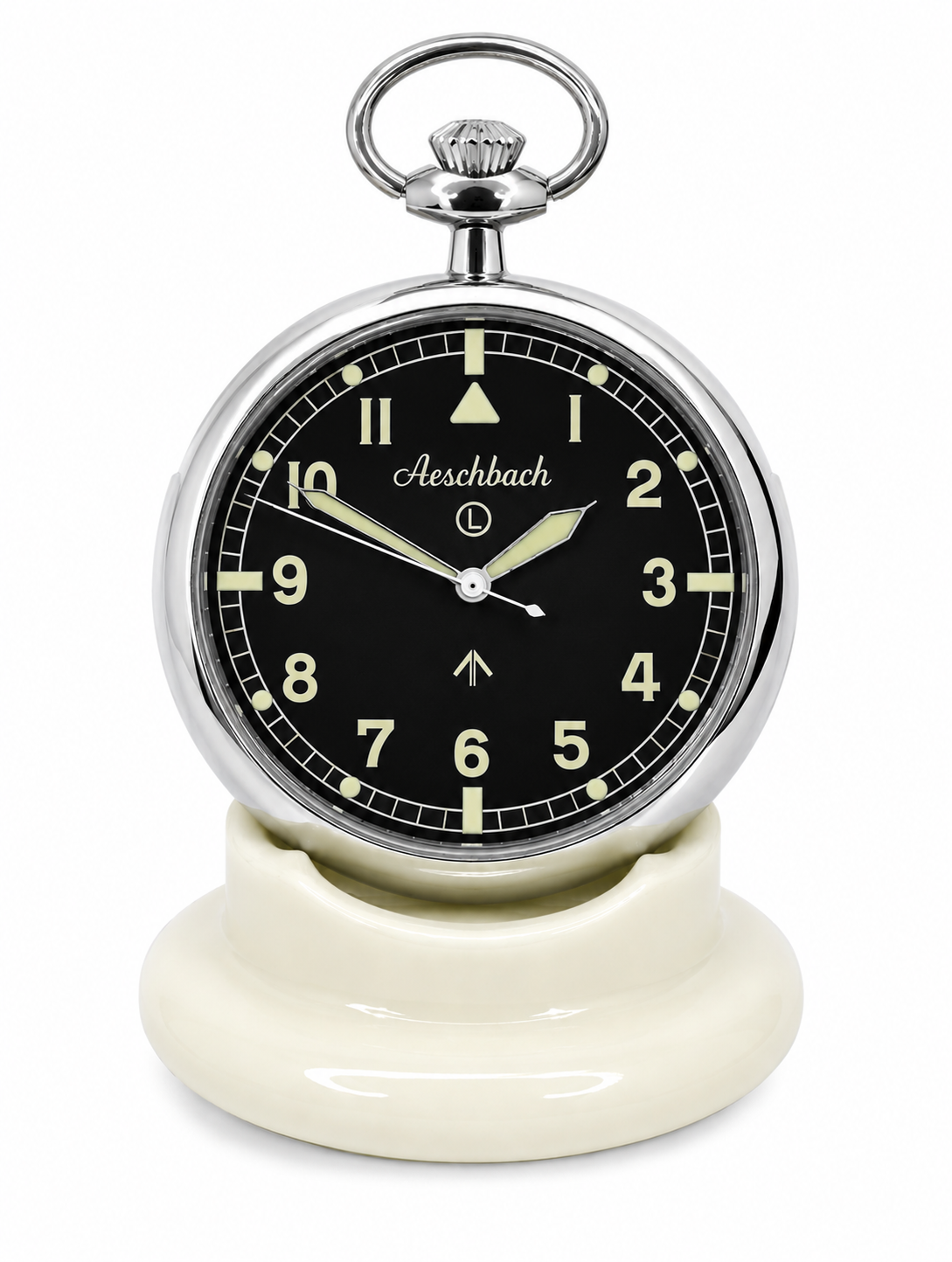 Soporte de mesa/escritorio para reloj de bolsillo de porcelana/cerámica crema