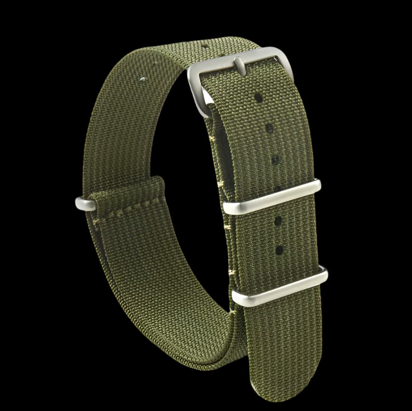 18mm Geripptes Armeegrünes NATO Militär Uhrenarmband