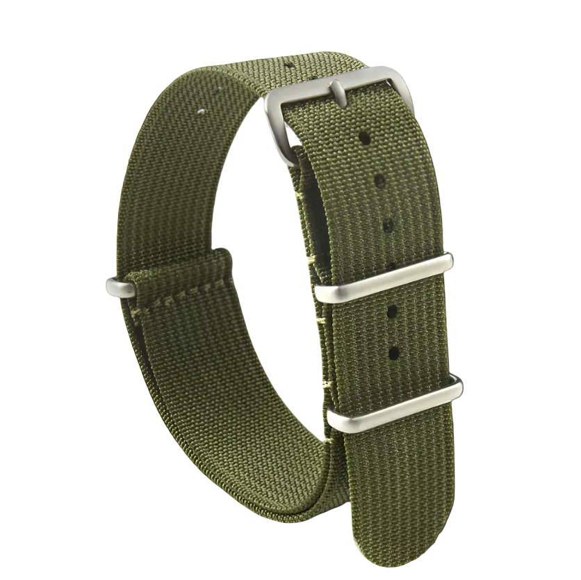 18mm Geripptes Armeegrünes NATO Militär Uhrenarmband
