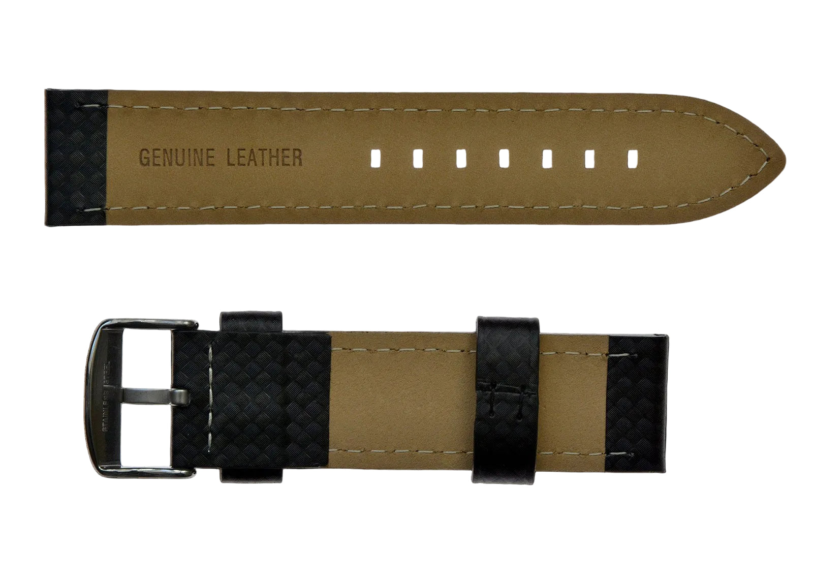 20mm Unbranded MWC schwarzes Lederarmband mit Karbonfaser-Effekt
