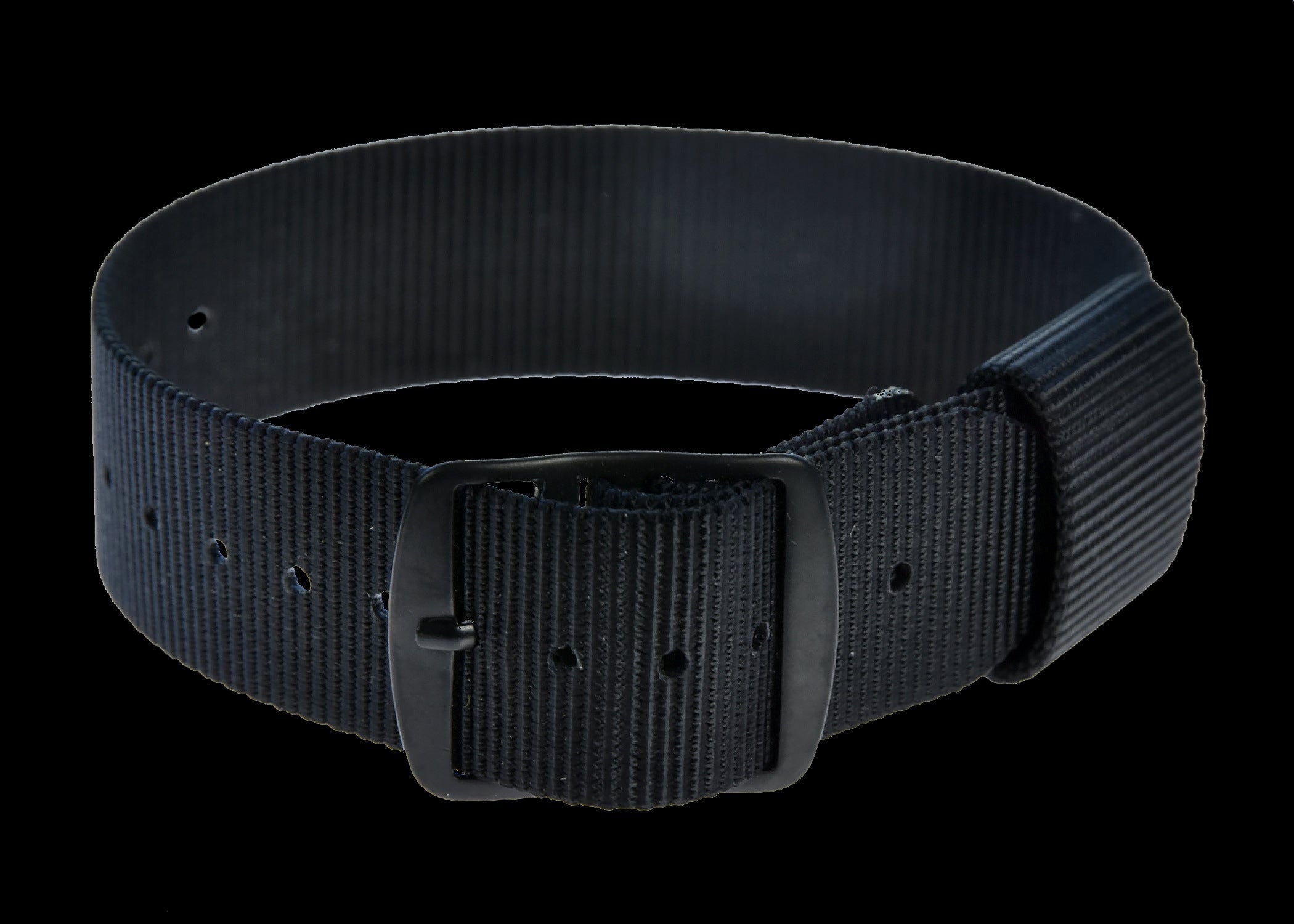 Correa militar negra de 20mm con patrón estadounidense y hebillas negras PVD
