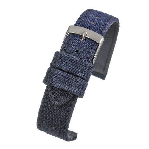 2-teiliges Retro-Muster 22mm Canvas-Militär-Uhrenarmband in Blau - Das ideale strapazierfähige Stoffarmband für Militäruhren