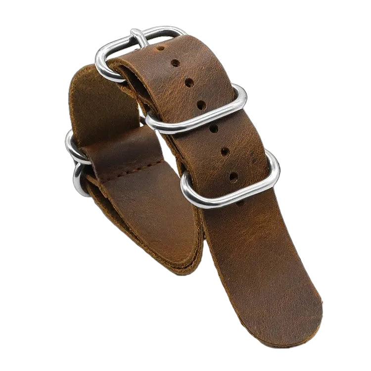 22mm braunes Hochwertiges Sattelleder Zulu Militär-Uhrenarmband