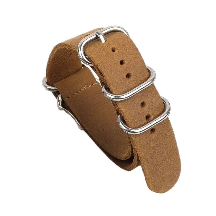 22mm tan Hochwertiges Sattelleder Zulu Militär-Uhrenarmband