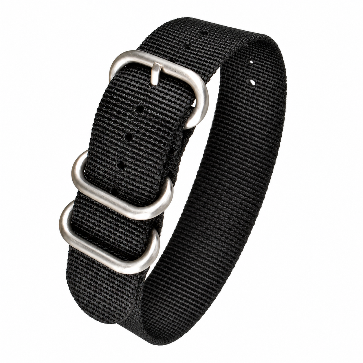 22mm Schwarzes Zulu-Muster Nylon Militär-Uhrenarmband